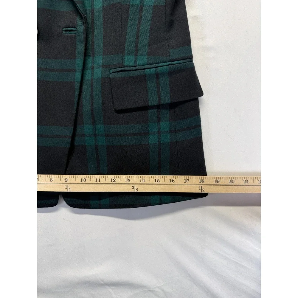Antonio Melani‎ Blazer Jacket Womens 4 Green Black Plaid Double Breasted Formal